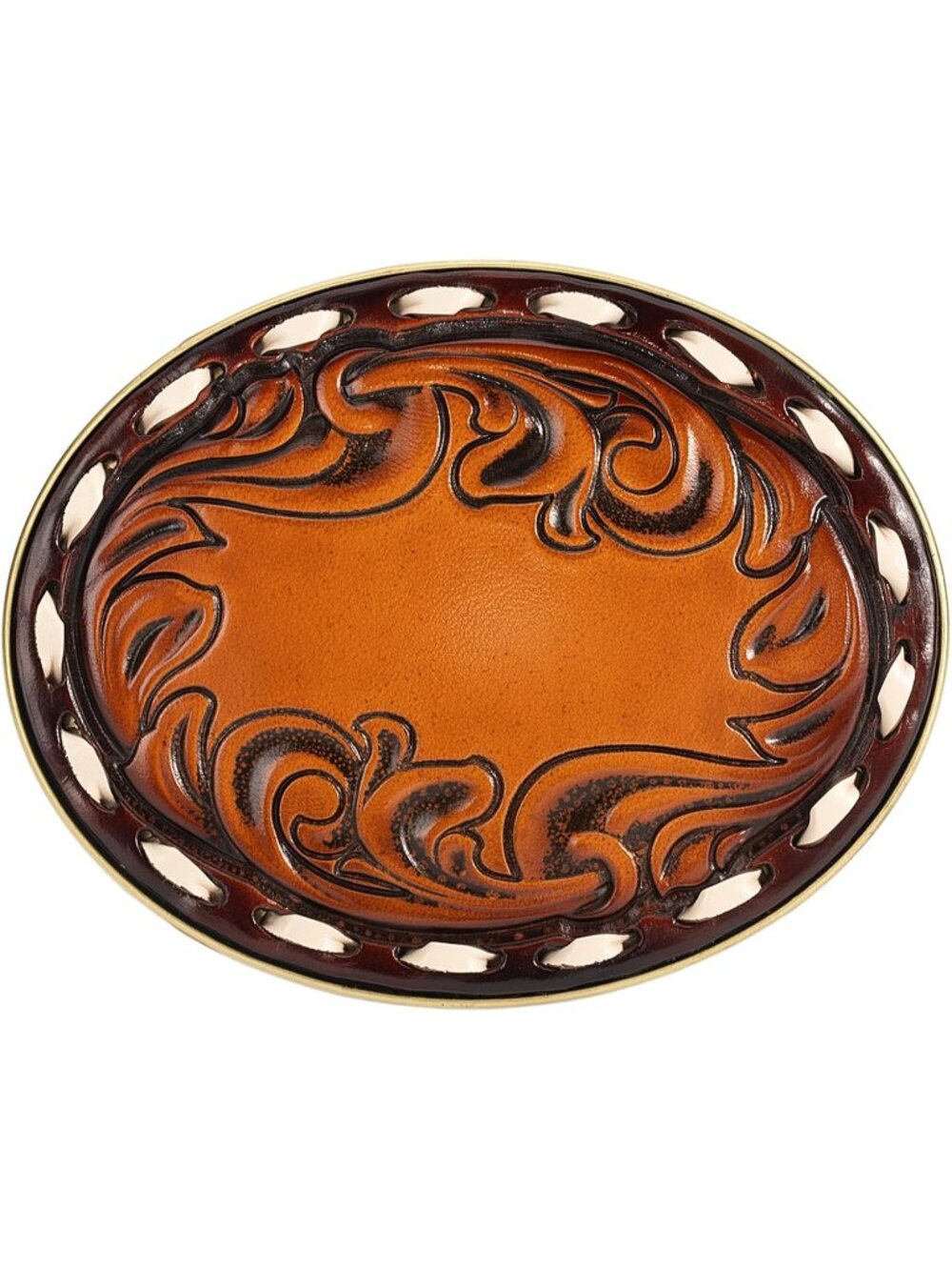 Unisex Engraved-flower-02 Leather Engraved Genuine Cowboy Belt Buckle